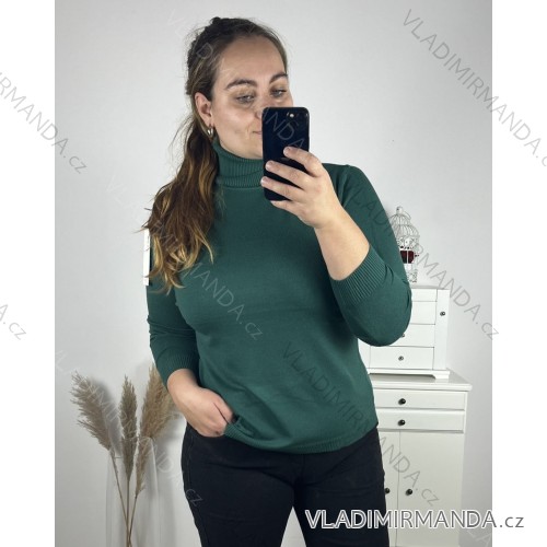 Svetr pletený tenký rolák dlouhý rukáv dámský (L/XL ONE SIZE) EVELIN ITALSKÁ MÓDA IMD23737 Barva   smaragdová Velikost   L/XL