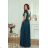 Women's Long Elegant Dress with Wide Straps (SL) FRENCH FASHION FMPEL23VELVET -   Green
 -   40