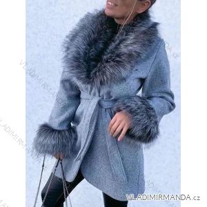 Women's Long Sleeve Hooded Alpaca Coat (S/M ONE SIZE) POLISH FASHION IMWK23747