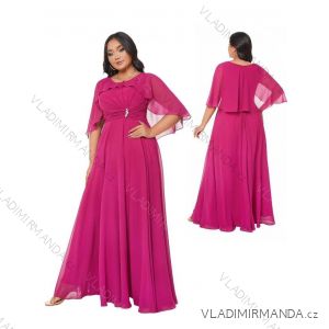 Šaty dlouhé společenské krátký rukáv dámské nadrozměr (XL/2XL ONE SIZE) ITALSKÁ MODA IMM23M50257