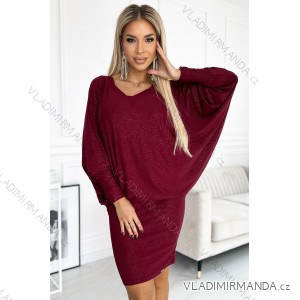 402-4 Bat dress with a neckline - burgundy color with glitter