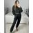 Women's long sleeve long tracksuit and hoodie set (S/M ONE SIZE) ITALIAN FASHION IMPLP2335890016 black S/M