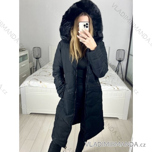 Bunda kabát s kapucí dámská nadrozměr (M-3XL) Nat23RQW7689L/DR Černá L
