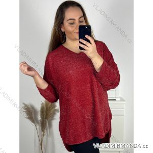 Tunika třpytivá dlouhý rukáv dámská nadrozměr (3XL/4XL ONE SIZE) ITALSKÁ MÓDA IMWQ23LEILA