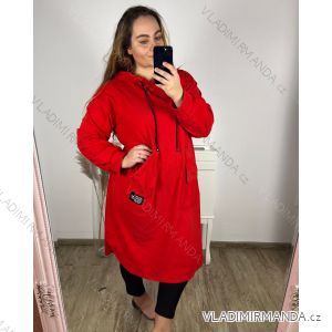 Šaty mikinové dlouhý rukáv dámské nadrozměr (4XL/5XL ONE SIZE) ITALSKÁ MÓDA IM423SSIMA