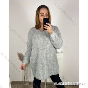 Šaty pletené dlouhý rukáv dámské nadrozměr (2XL/3XL/4XL/5XL ONE SIZE) ITALSKÁ MÓDA IM423711/DUR