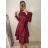 Women's Elegant Long Sleeve Dress (S/M ONE SIZE) ITALIAN FASHION IMM23M6062 red S/M
