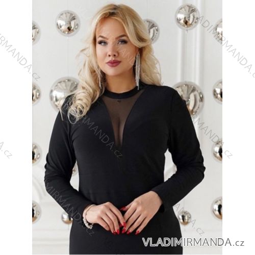 Šaty elegantní dlouhý rukáv dámské nadrozměr (2XL/3XL ONE SIZE) ITALSKÁ MÓDA IMWT234655