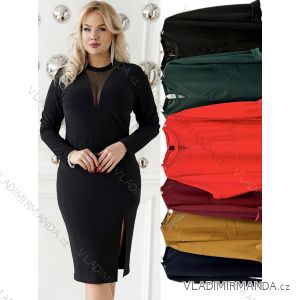 Šaty elegantní dlouhý rukáv dámské nadrozměr (2XL/3XL ONE SIZE) ITALSKÁ MÓDA IMWT234662