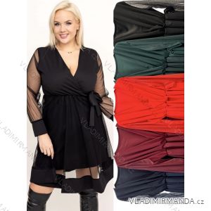 Šaty elegantní dlouhý rukáv dámské nadrozměr (2XL/3XL ONE SIZE) ITALSKÁ MÓDA IMWT234663