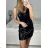 Women's Long Chiffon Short Sleeve Dress (S/M ONE SIZE) ITALIAN FASHION IMWGS231048 black S/M