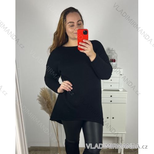 Svetr prodloužený oversize dlouhý rukáv dámský nadrozměr (3XL/4XL/5XL ONE SIZE) ITALSKá MODA IMHMS23BASIC