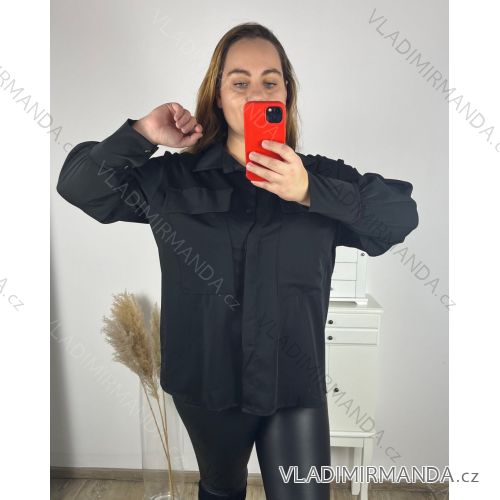 Halenka košile dlouhý rukáv dámská nadrozměr (2XL/3XL ONE SIZE) ITALSKÁ MÓDA IMWT234257