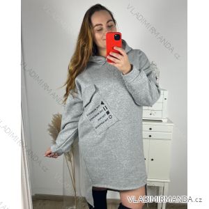 Šaty teplé mikinové oversize dlouhý rukáv dámské (3XL/4XL ONE SIZE) ITALSKÁ MÓDA IMD23804