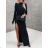 Šaty elegantní krátké dlouhý rukáv dámské (S/M ONE SIZE) ITALSKÁ MÓDA IMWC217235 black S/M