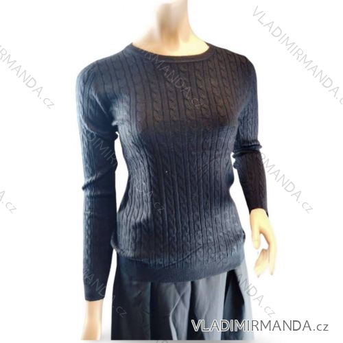 Women's Long Sleeve Knitted Sweater (S/M ONE SIZE) ITALIAN FASHION IMM22FD9073 S/M black