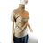 Women's Short Sleeve Turtleneck Knitted T-Shirt (S/M ONE SIZE) ITALIAN FASHION IMWCJ23023 béžová S/M