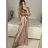 Šaty dlouhé plesové elegantní na ramínka dámské (S/M ONE SIZE) ITALSKÁ MÓDA IMPBB22O5728/DR hnědá