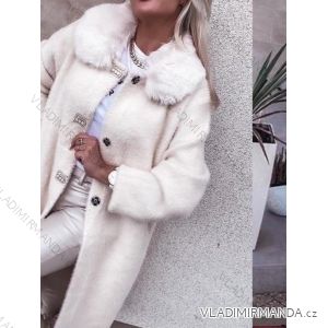 Women's Long Sleeve Hooded Alpaca Coat (S/M ONE SIZE) POLISH FASHION IMWK23747