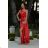 Women's Strapless Long Satin Party Dress (34-42) POLISH FASHION PMLEL24NATHALIE red 34