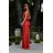 Women's Strapless Long Satin Party Dress (34-42) POLISH FASHION PMLEL24NATHALIE red 34