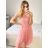 Women's strapless lace party dress (S/M ONE SIZE) ITALIAN FASHION IMC23349/DR old pink S/M