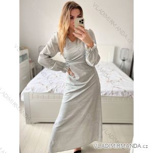 Šaty společenské dlouhé třpytivé dlouhý rukáv dámské (S/M ONE SIZE) ITALSKÁ MODA IMM23FS52861/DU