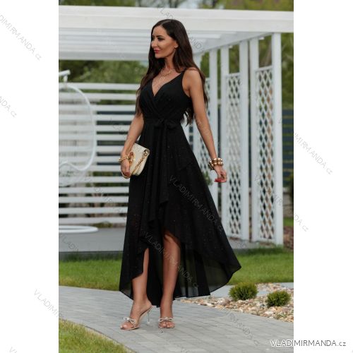 Women's Strapless Long Satin Party Dress (34-42) POLISH FASHION PMLEL24NATHALIE black 40