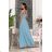 Women's Strapless Long Satin Party Dress (34-42) POLISH FASHION PMLEL24NATHALIE Light blue 42