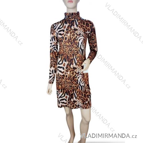 Šaty elegantní dlouhý rukáv icecool dámské (S/M ONE SIZE) ITALSKÁ MODA IMM22W560/DR S/M Leopardí