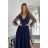 Women's Plus Size (42-46) Long Elegant Party Sleeveless Dress POLISH FASHION PMLBC23265-10 dark blue 46