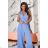 Women's Plus Size (42-46) Long Elegant Party Sleeveless Dress POLISH FASHION PMLBC23265-10 blue 36