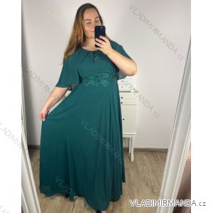 Šaty dlhé spoločenské krátky rukáv dámske nadrozmer (XL/2XL ONE SIZE) TALIANSKA MÓDA IMPSH2350260/DU