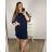 Women's short sleeve dress oversized (L-3XL) POLISH FASHION PMF20013 - Colour   dark blue - Size   46