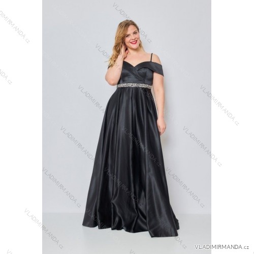 Long Elegant Party Carmen Dress Women Plus Size (42-48) FRENCH FASHION FMPEL23PATRICIAQS -   black -   42