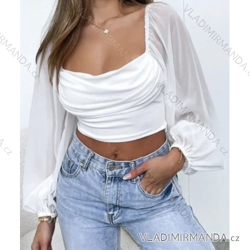 Top croptop dlouhý rukáv dámský (S/M ONE SIZE) ITALSKÁ MÓDA IMPBB24C31953