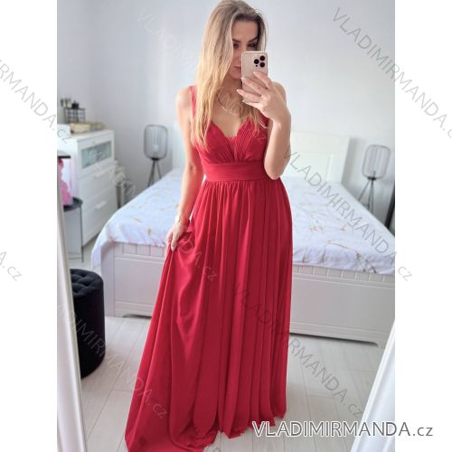 Šaty dlouhé elegantní společenské na ramínka dámské  (M/L ONE SIZE) ITALSKá MóDA IM42380566