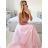 Women's long party dress with straps (S/M ONE SIZE) ITALIAN FASHION IMPSH2460030 pink salmon S/M