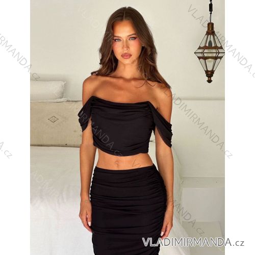 Croptop elegantní bez rukávu dámský (S/M ONE SIZE) ITALSKÁ MÓDA IMM24M31109