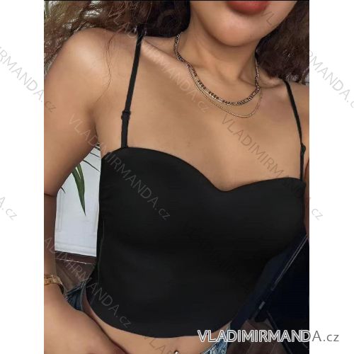 Croptop elegantní na ramínka dámský (S/M ONE SIZE) ITALSKÁ MÓDA IMM24M25206