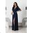 Women's Strapless Long Satin Party Dress (34-42) POLISH FASHION PMLEL24NATHALIE dark blue 2XL