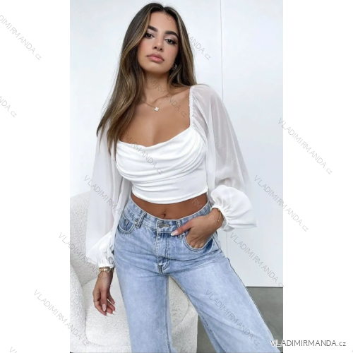 Croptop dlouhý rukáv dámský (S/M ONE SIZE) ITALSKÁ MÓDA IMPLS2431953