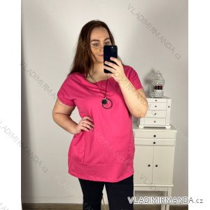 Tunika oversize krátky rukáv s príveskom nadrozmer (3XL/4XL ONE SIZE) TALIANSKA MÓDA IMC23146/DU