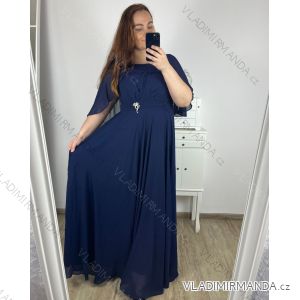 Šaty dlhé spoločenské krátky rukáv dámske nadrozmer (XL/2XL ONE SIZE) TALIANSKA MÓDA IMPSH2350252/DU