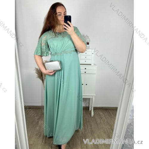 Šaty dlouhé společenské krátký rukáv dámské nadrozměr (XL/2XL ONE SIZE) ITALSKÁ MODA IMM23M80708