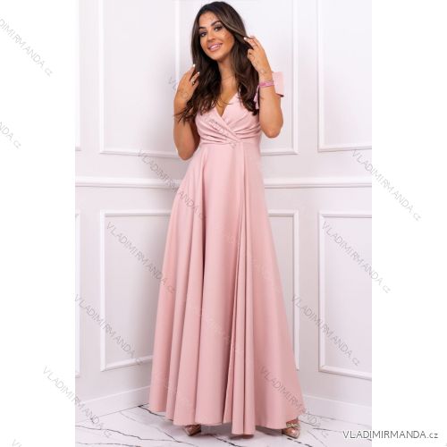 Women's Plus Size (42-46) Long Elegant Party Sleeveless Dress POLISH FASHION PMLBC23265-10 46 růžová starorůžová