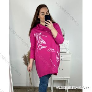 Šaty mikinové dlouhý rukáv dámské nadrozměr (L/XL/2XL ONE SIZE) ITALSKÁ MÓDA IMPLI2437780/DR