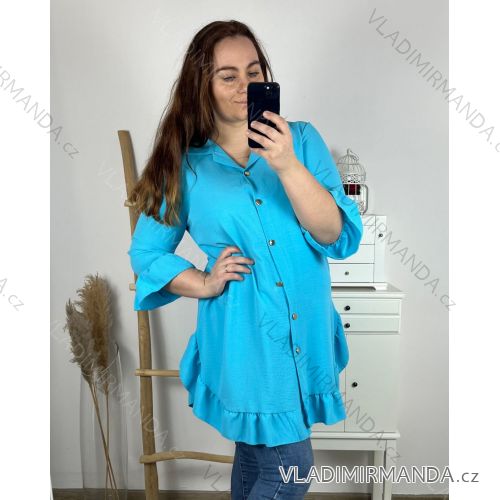 Košile dlouhý rukáv dámská nadrozměr (XL/2XL ONE SIZE) ITALSKÁ MÓDA IMWDD24003