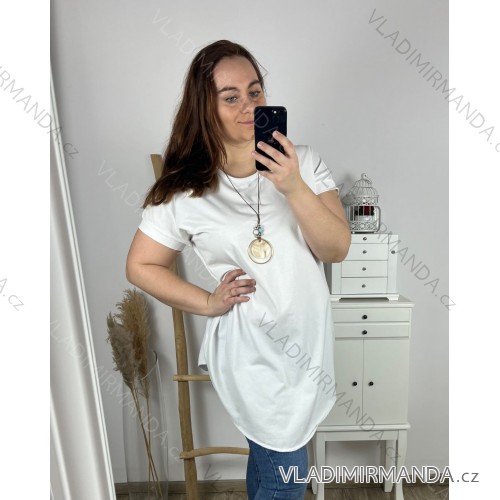 Tunic with pendant short sleeve women's plus size (3XL/4XL ONE SIZE) ITALIAN FASHION IMC23020 3xl / 4xl white