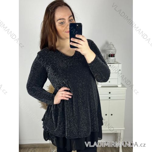 Women's Plus Size Long Sleeve Oversize Dress (XL/2XL/3XL ONE SIZE) ITALIAN FASHION IMC23024